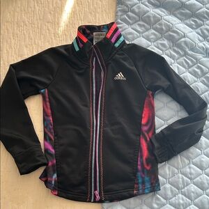 Adidas Kids Jacket- Black with Pink and Blue Highlights